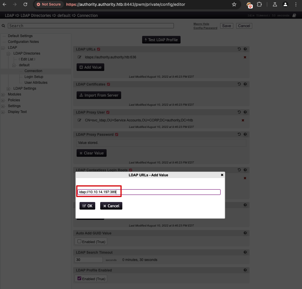 PWM Add LDAP Connection String